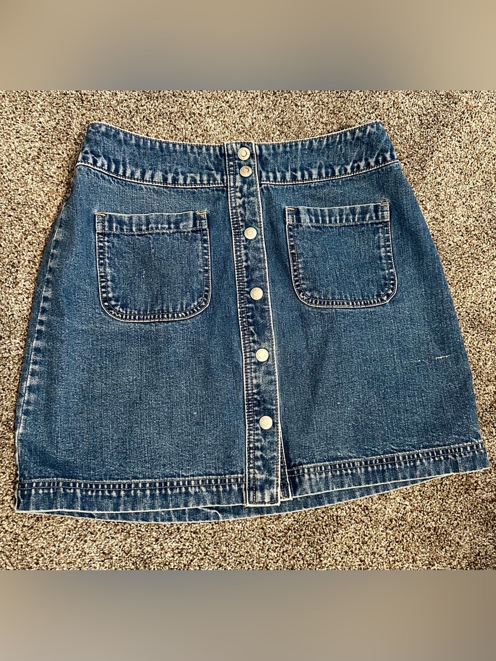 Vintage Gap Denim Mini Skirt Button Front Dark Wash Size 8 90s Retro Americana